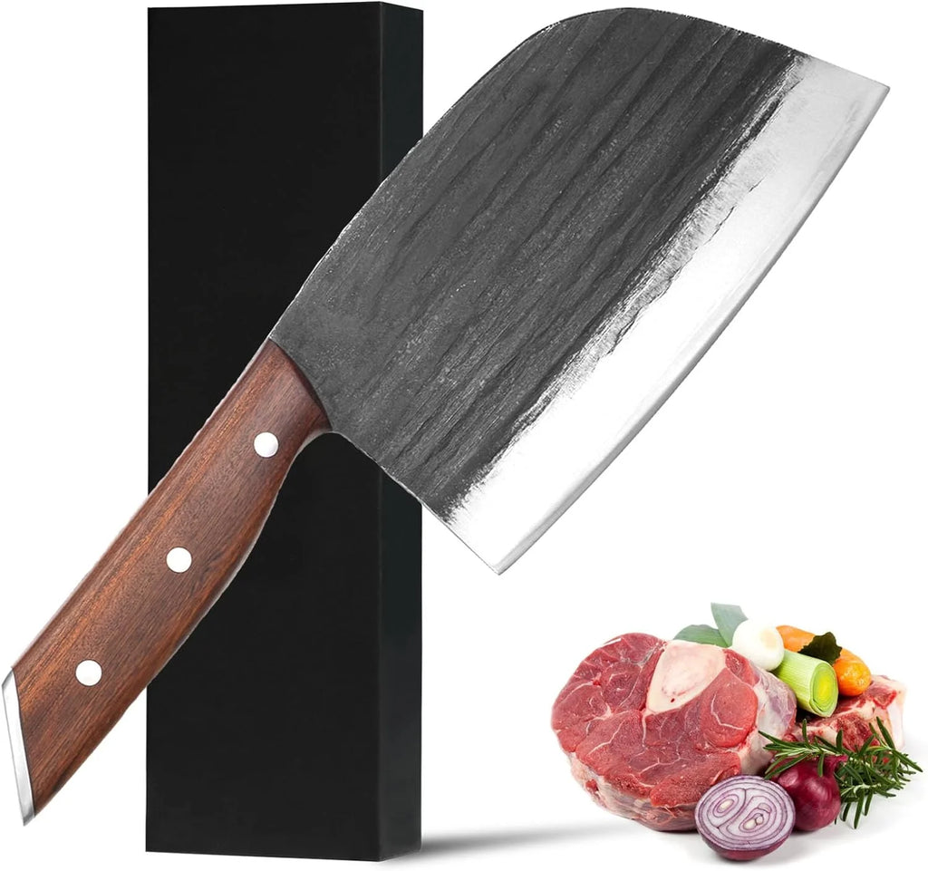 7.4 in Full Tang High Carbon Manganese Steel Meat Cleaver Knife I42605
