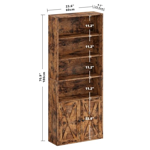 Industrial 6 Shelf Bookshelves with Doors D29057