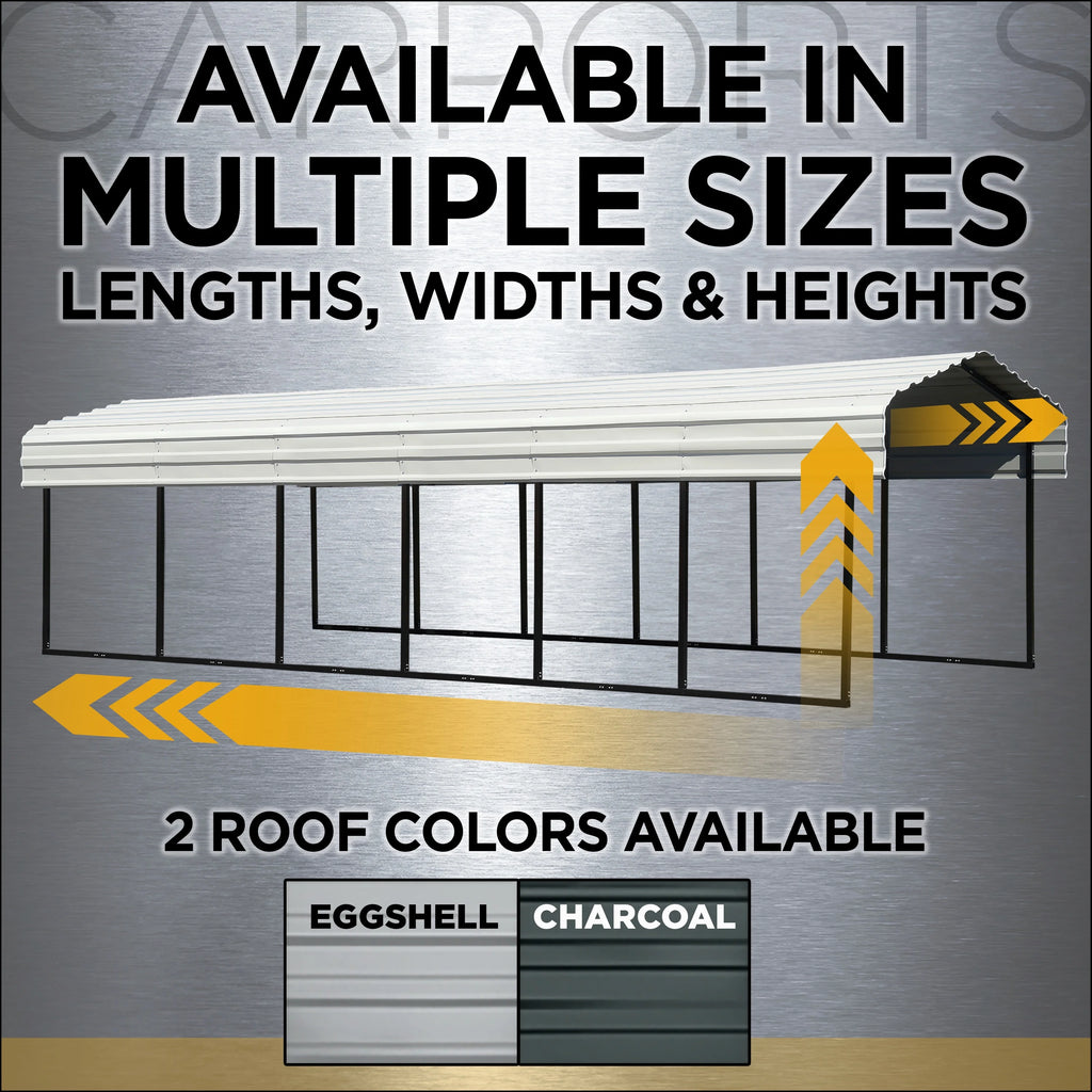 Galvanized Steel Carport Kit, 12' x 20' x 9' S1024