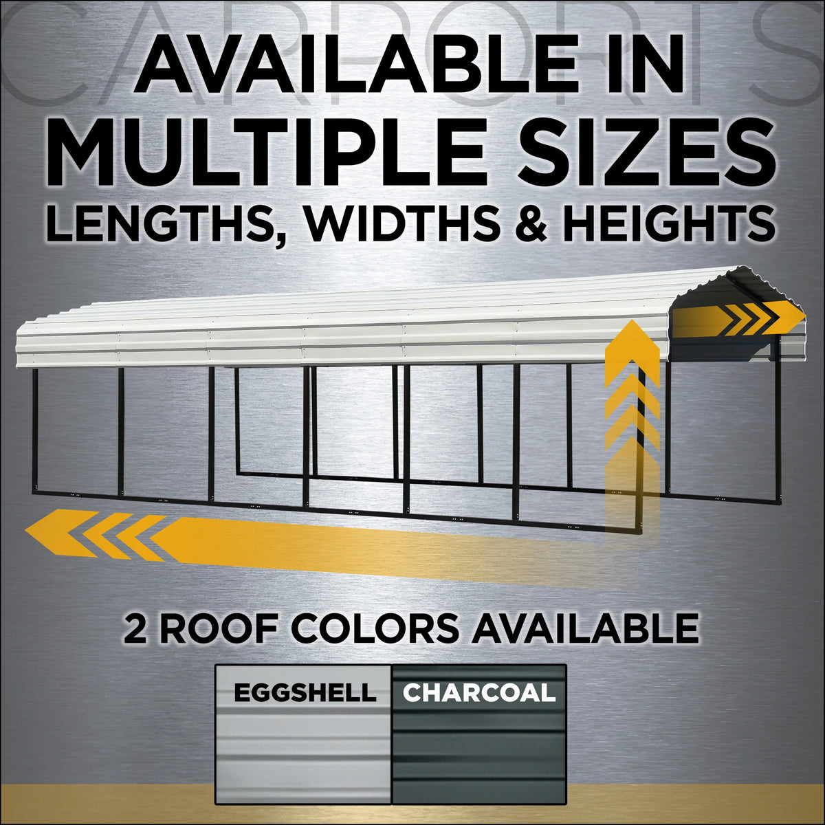 Galvanized Steel Carport Kit, 12' x 20' x 9' S1024