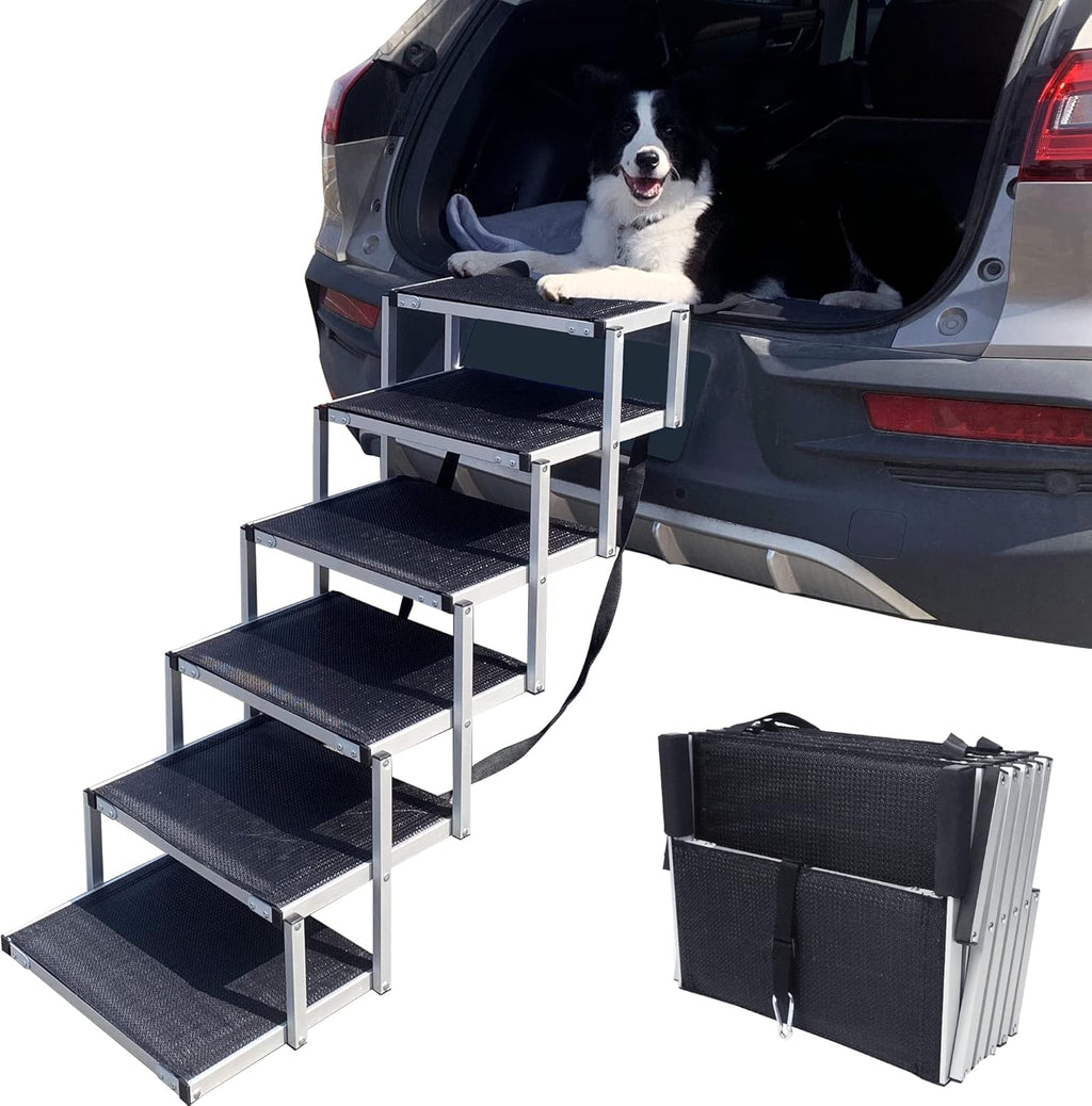 Folding Dog Car Ramp with Aluminum Frame, Nonslip Surface, Support 150-200 Lbs W997790