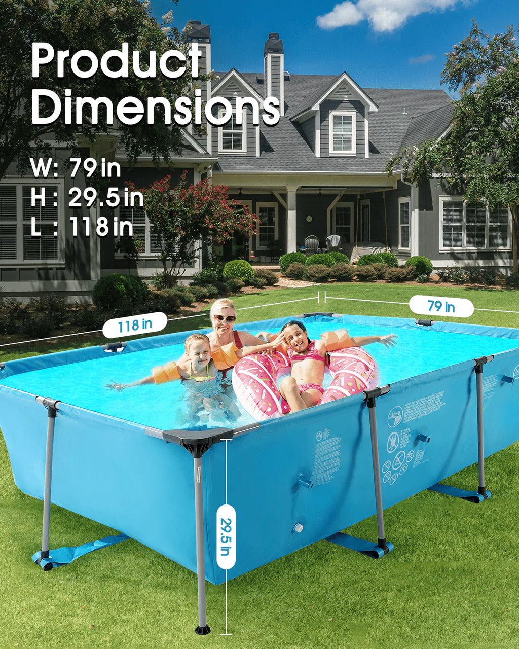 10 ft Above Ground Rectangular Frame Swimming Pool V3929