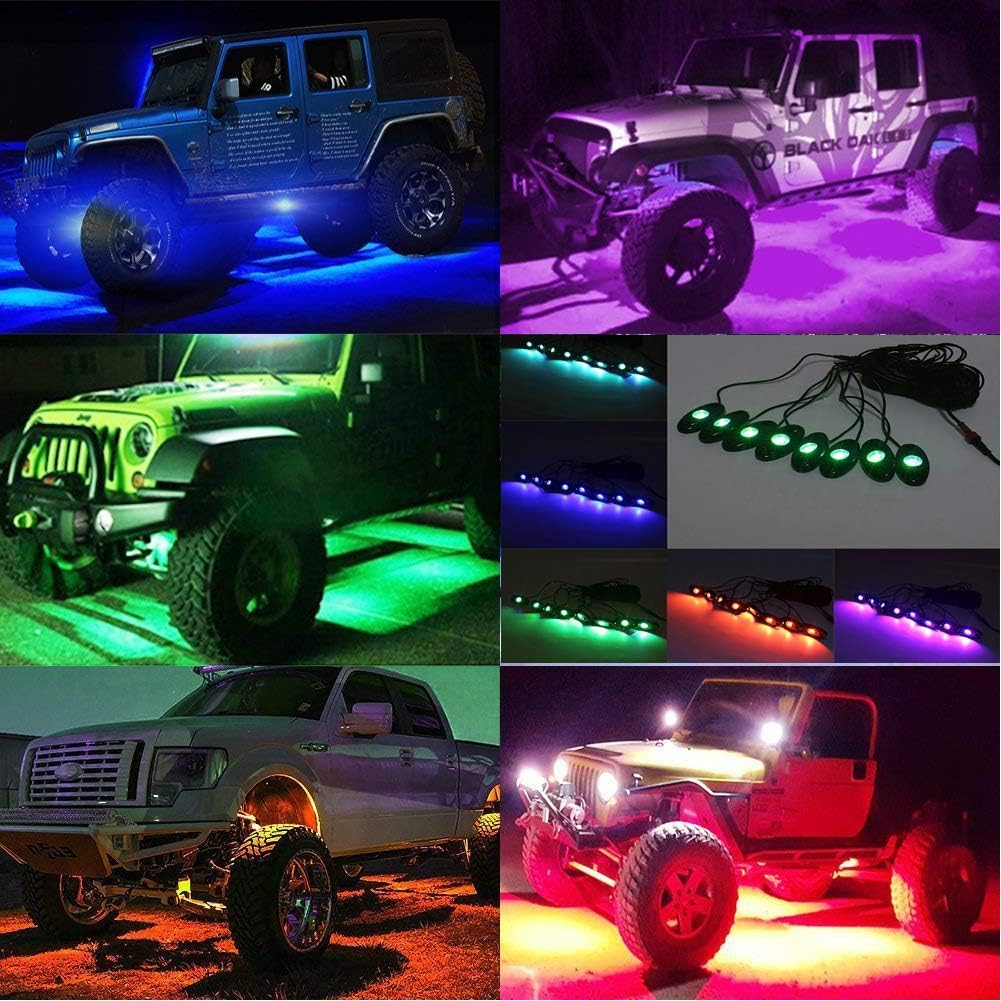 8 Pod RGB LED Rock Lights Kit with Bluetooth Control Waterproof G360