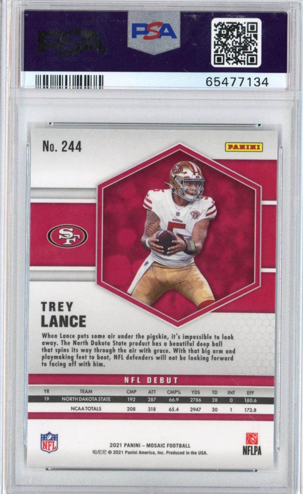 2021 Panini Mosaic Trey Lance #244 Rookie RC Football Card PSA 10 Gem Mint P671898