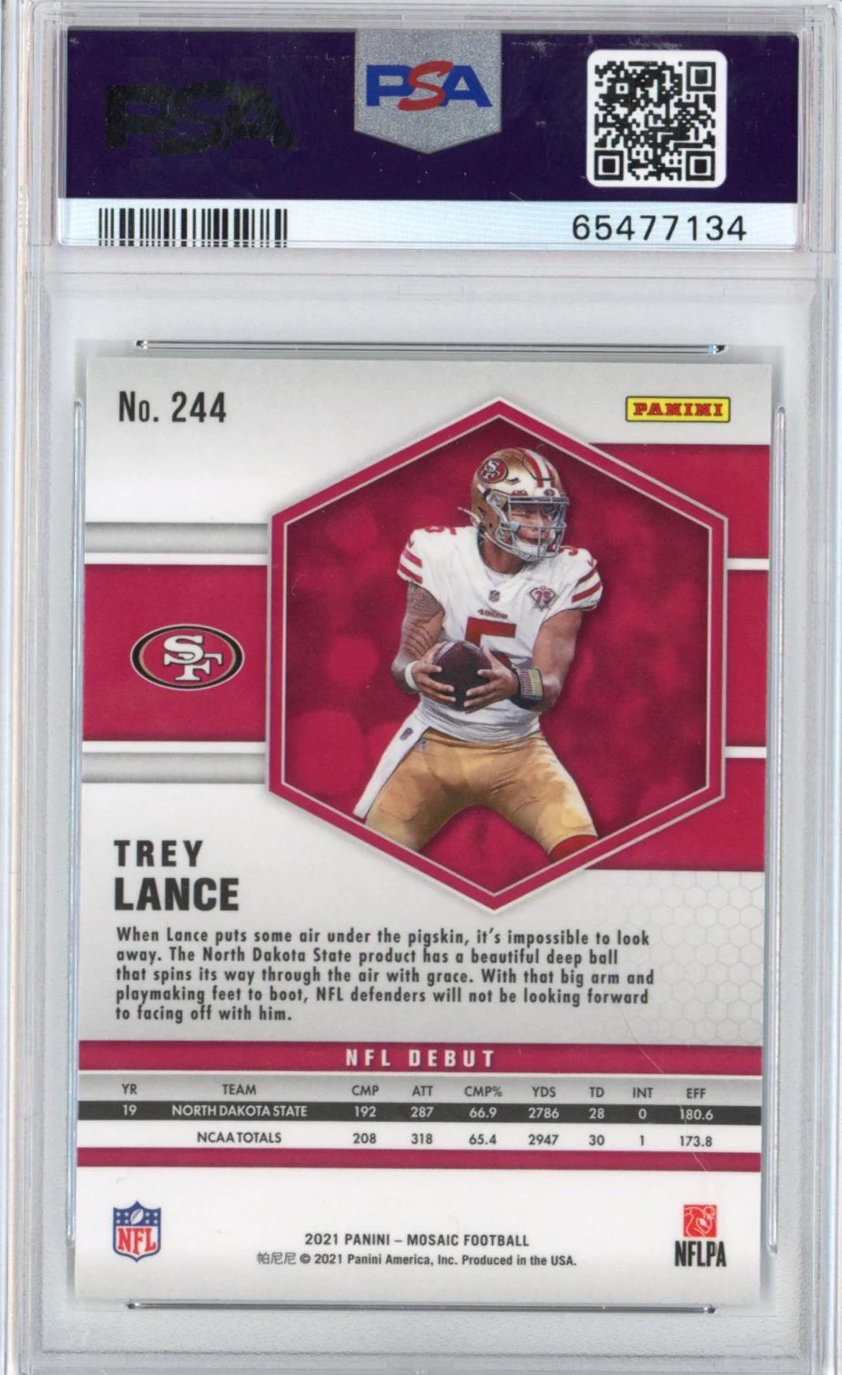 2021 Panini Mosaic Trey Lance #244 Rookie RC Football Card PSA 10 Gem Mint P671898