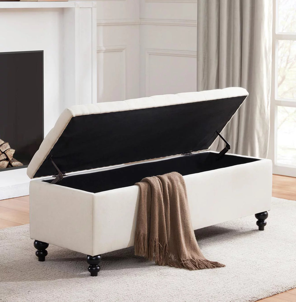 51" Button-Tufted Storage Ottoman Bench Q525236