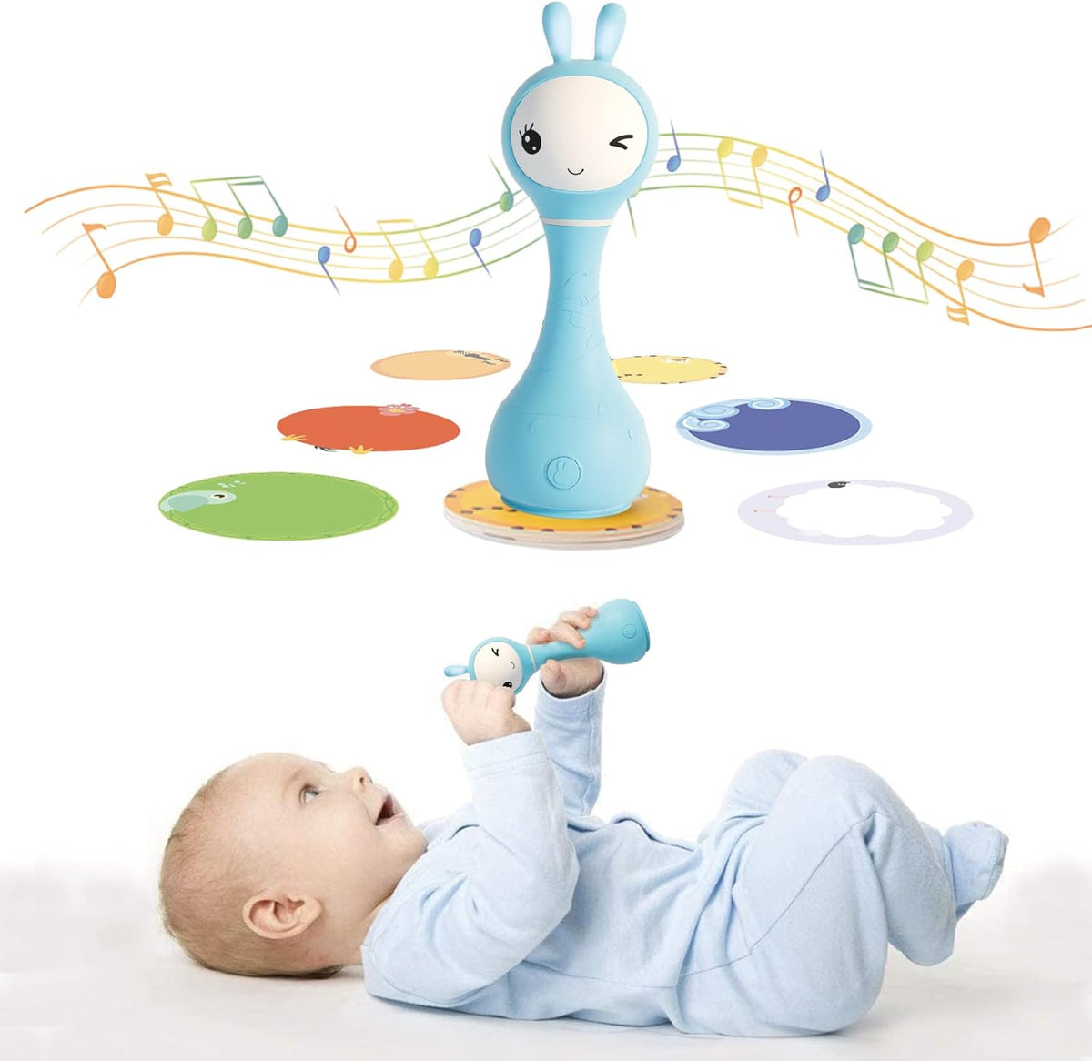 Pink Musical Toy Rattle Teether with Luminous Ears, Pack of 2 T34190