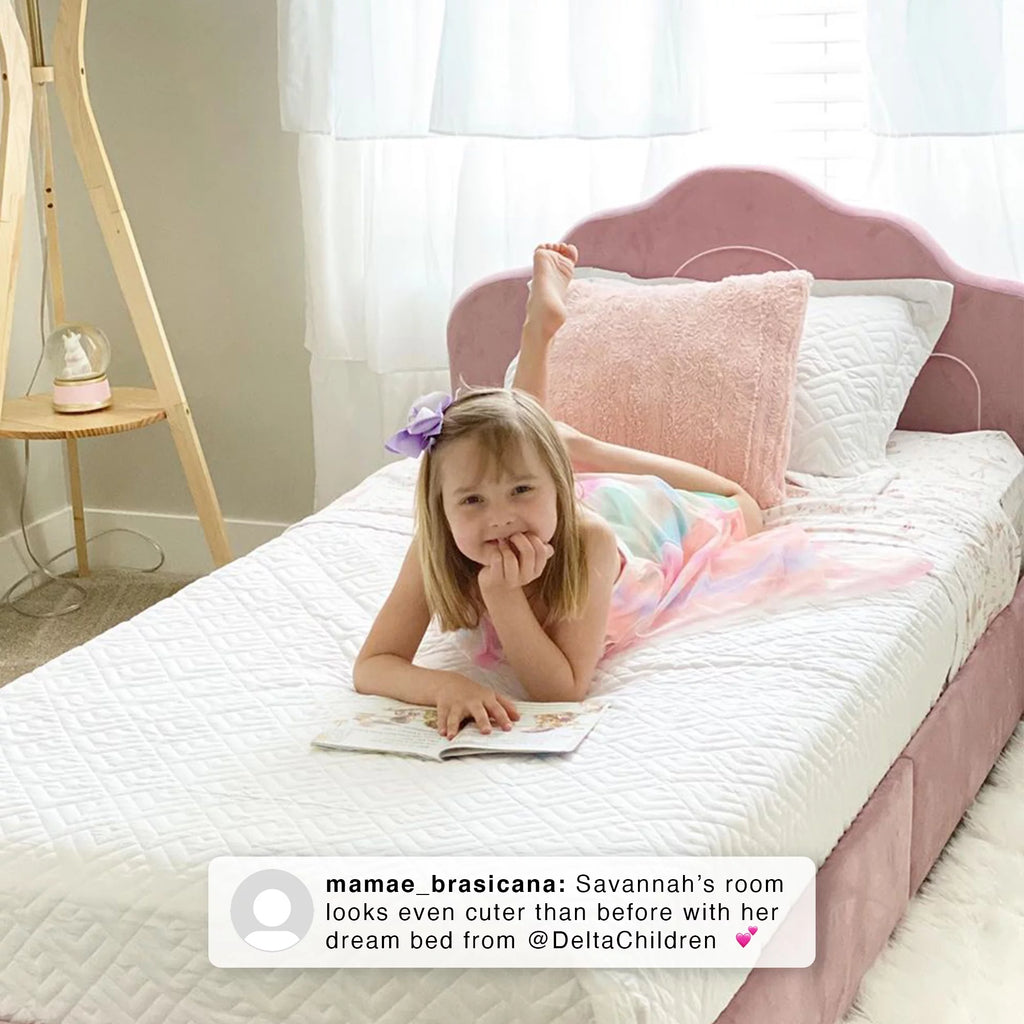 Upholstered Twin Bed Rose Pink R919