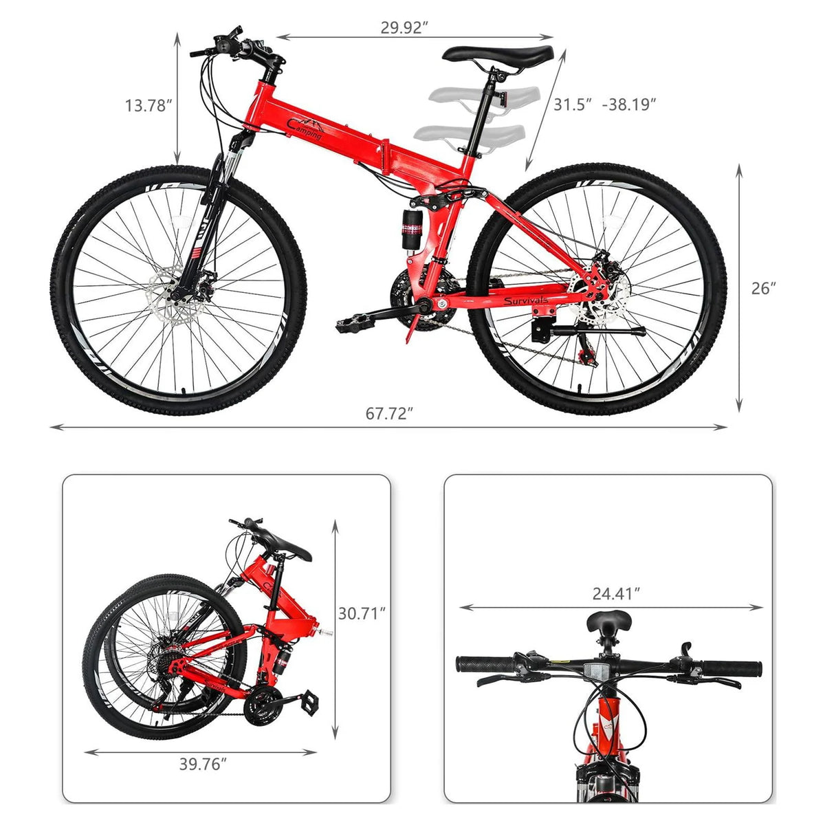 Folding 21 Speed 26 Wheel Steel Frame Mountain Bike O6237