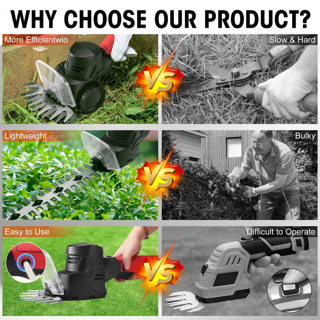 4-in-1 Telescoping Pole Hedge Trimmer Grass Shear Shrub Trimmer with 2.0 Ah Battery, 12V Red K3189