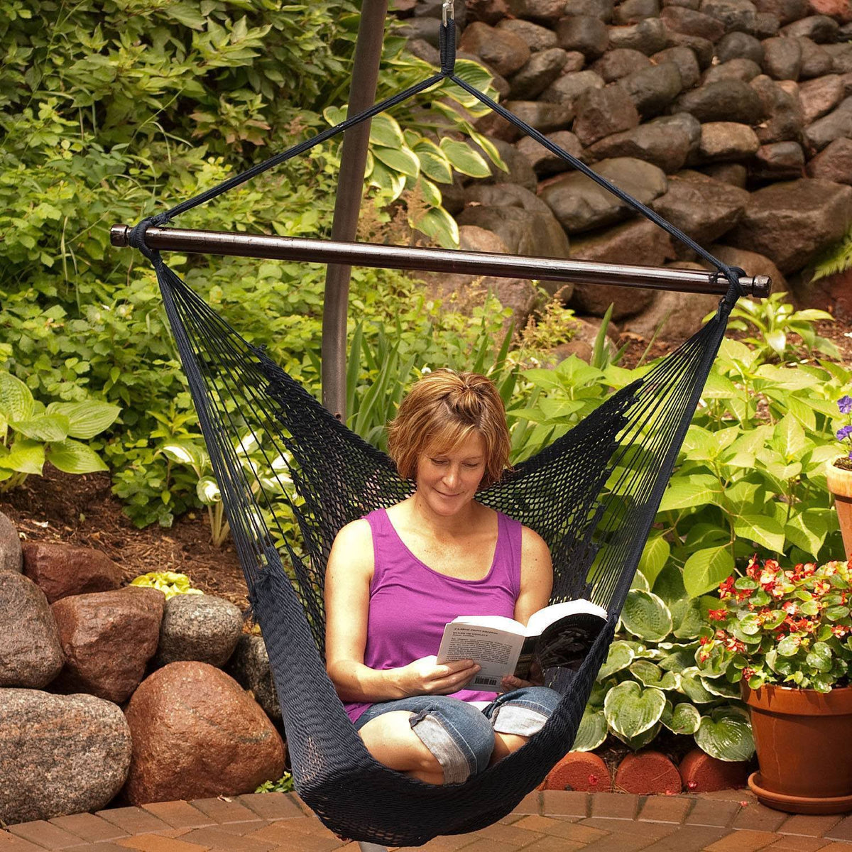 Navy Blue Hanging Rope Chair V340736