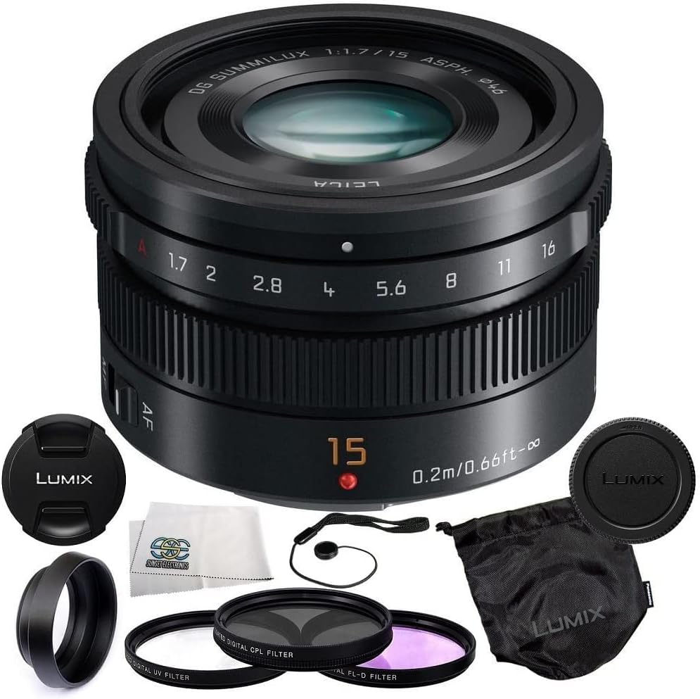 Black 15mm f/1.7 Micro Four Thirds Lens + 5 Piece Accessory Kit L66379