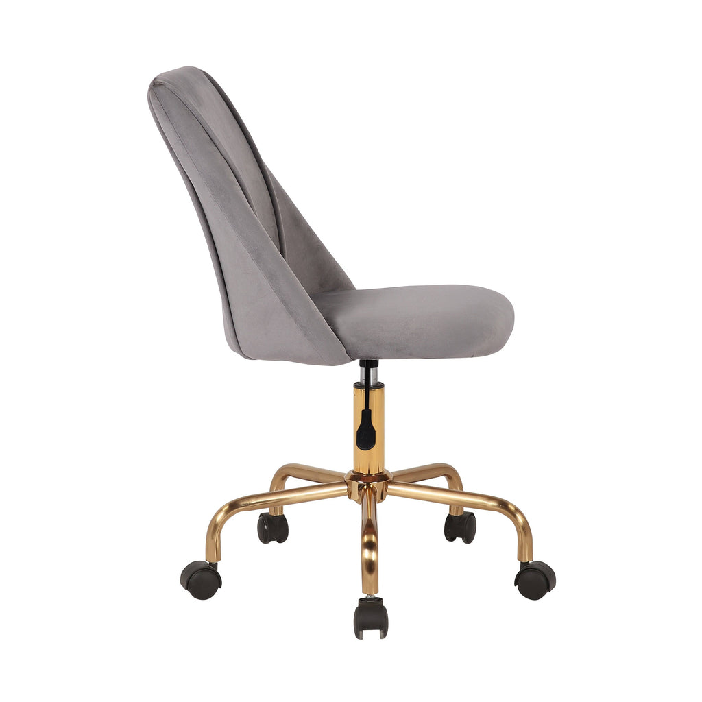 Aqua Velvet Armless Office Chair with Gold Metal Legs Z251354