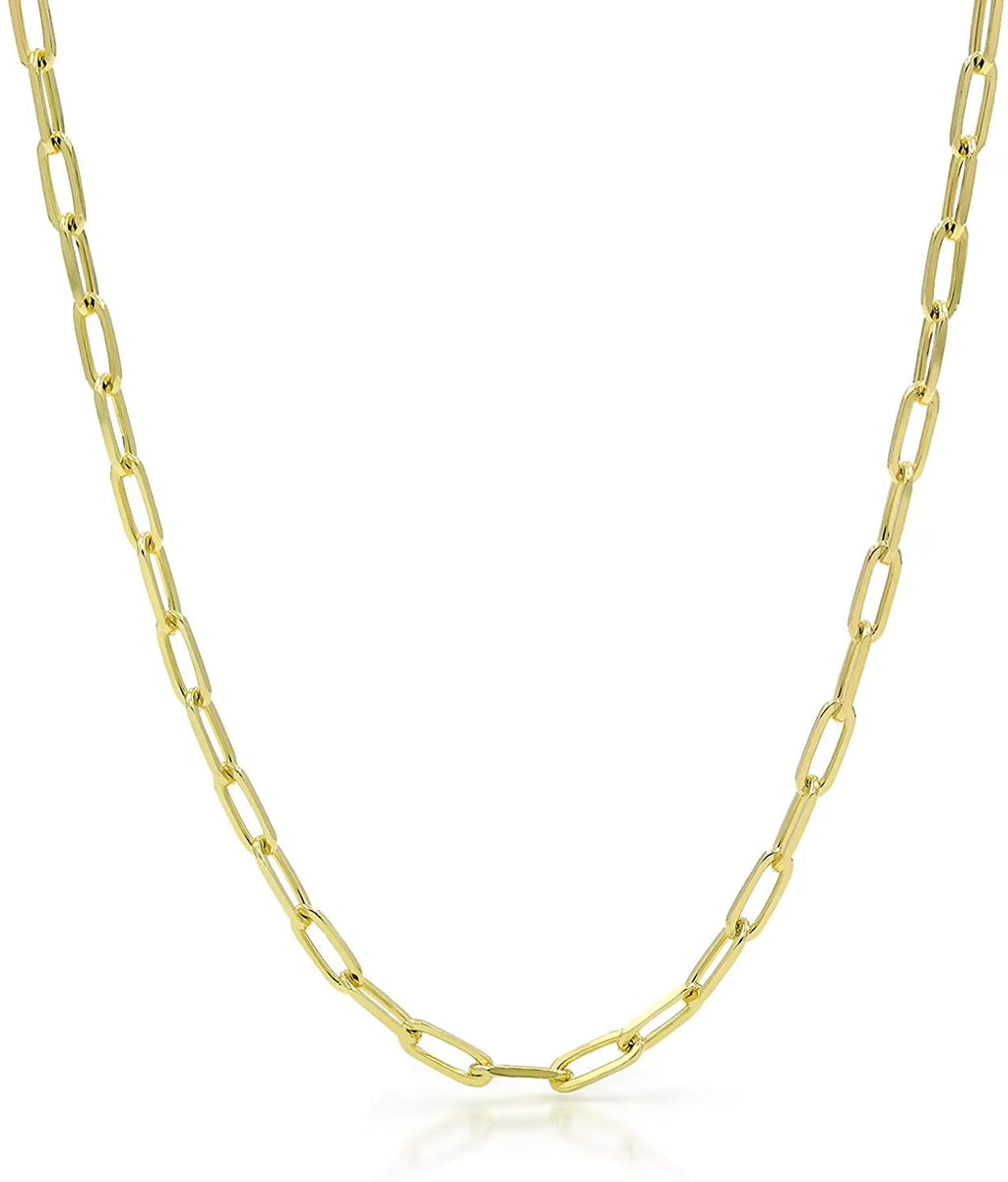 925 Sterling Silver Yellow Gold Plated Cable Link Necklace, Bracelet, & Anklet Chain H46159