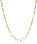 925 Sterling Silver Yellow Gold Plated Cable Link Necklace, Bracelet, & Anklet Chain H46159