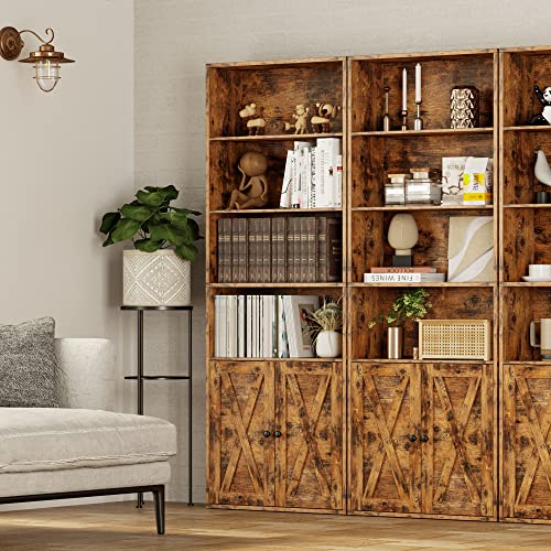 Industrial 6 Shelf Bookshelves with Doors D29057