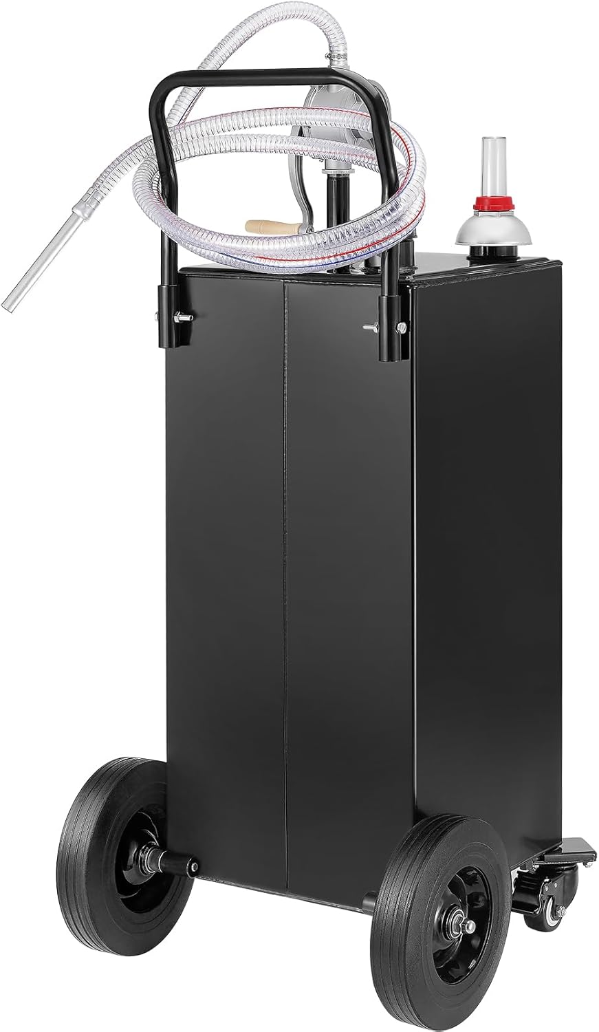 35 Gallon Black Fuel Caddy on 4 Wheels with Manual Transfer Pump E483666