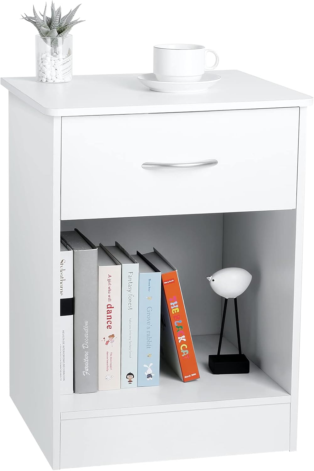 Black Nightstand with Drawers and Shelf C75161