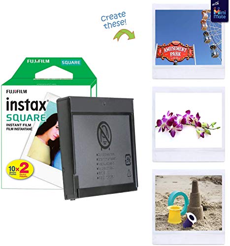 Chalk White Instant Camera with Carrying Case and 40 Sheets Film B11584