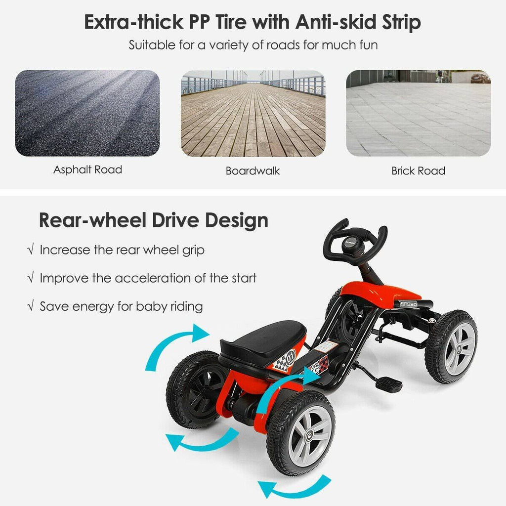4 Wheel Pedal Powered Ride on Car Red U5319