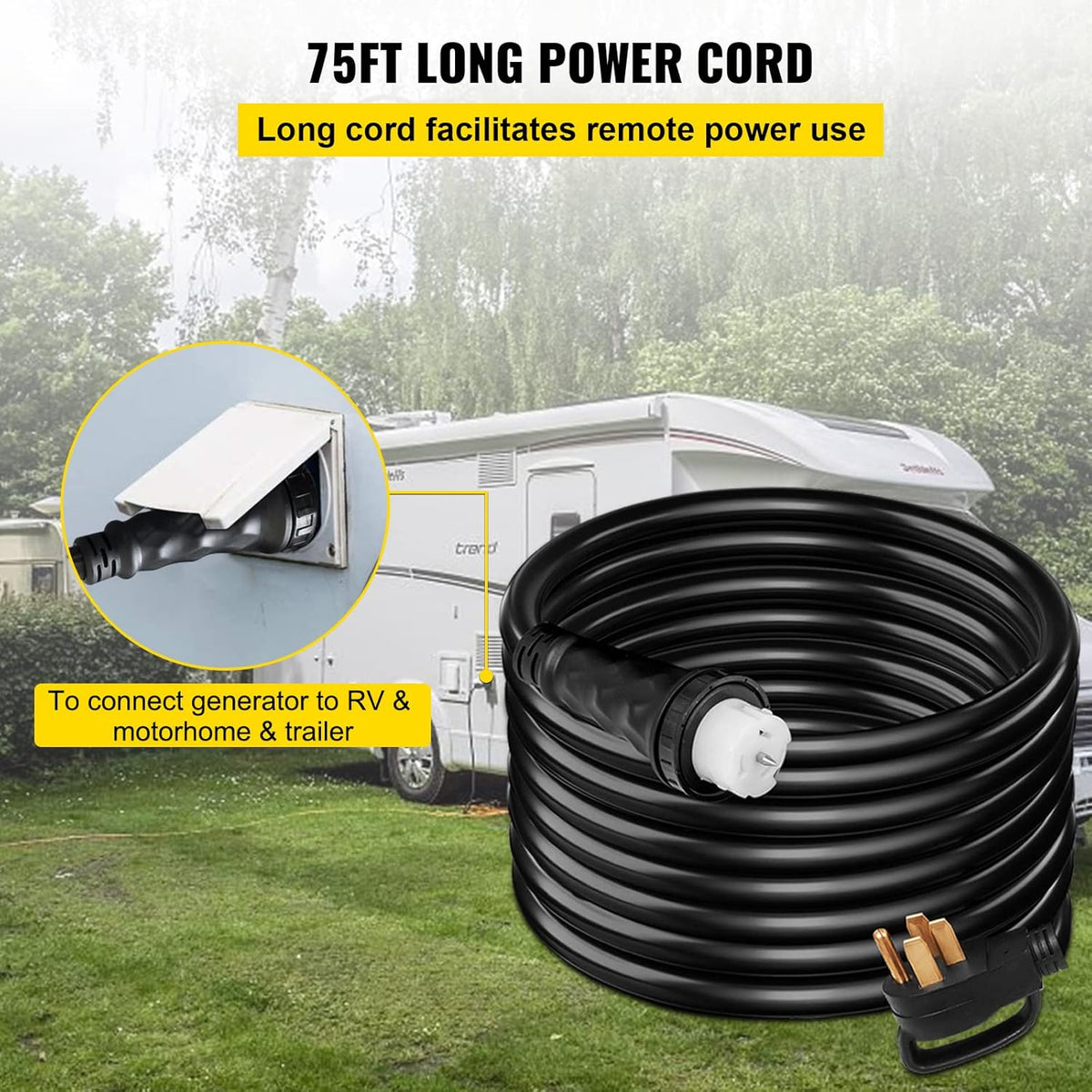 75Ft 50 Amp 8 Gauge Generator Extension Cord D60983