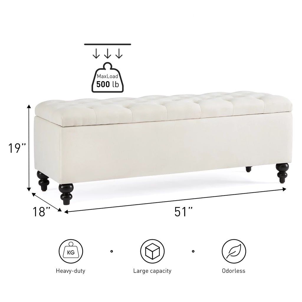 51" Button-Tufted Storage Ottoman Bench Q525236