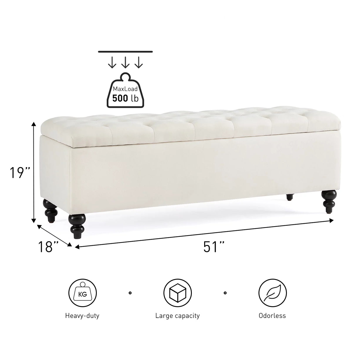 51" Button-Tufted Storage Ottoman Bench Q525236