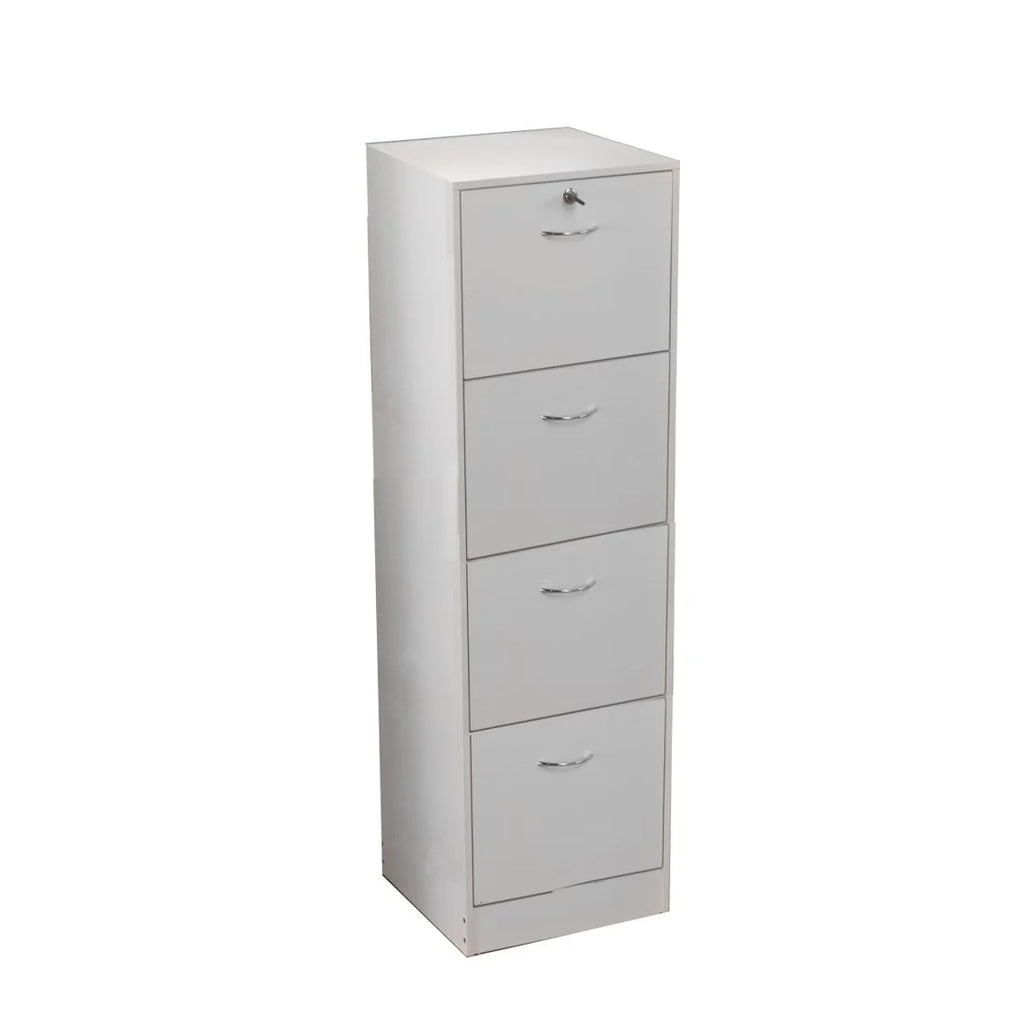 White 4 Drawer Wood Lockable Filing Cabinet N595155