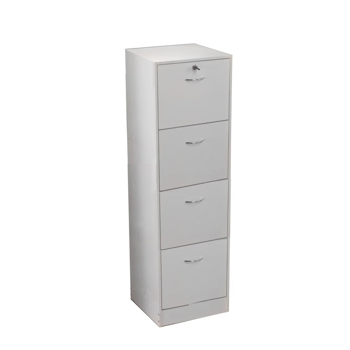 White 4 Drawer Wood Lockable Filing Cabinet N595155