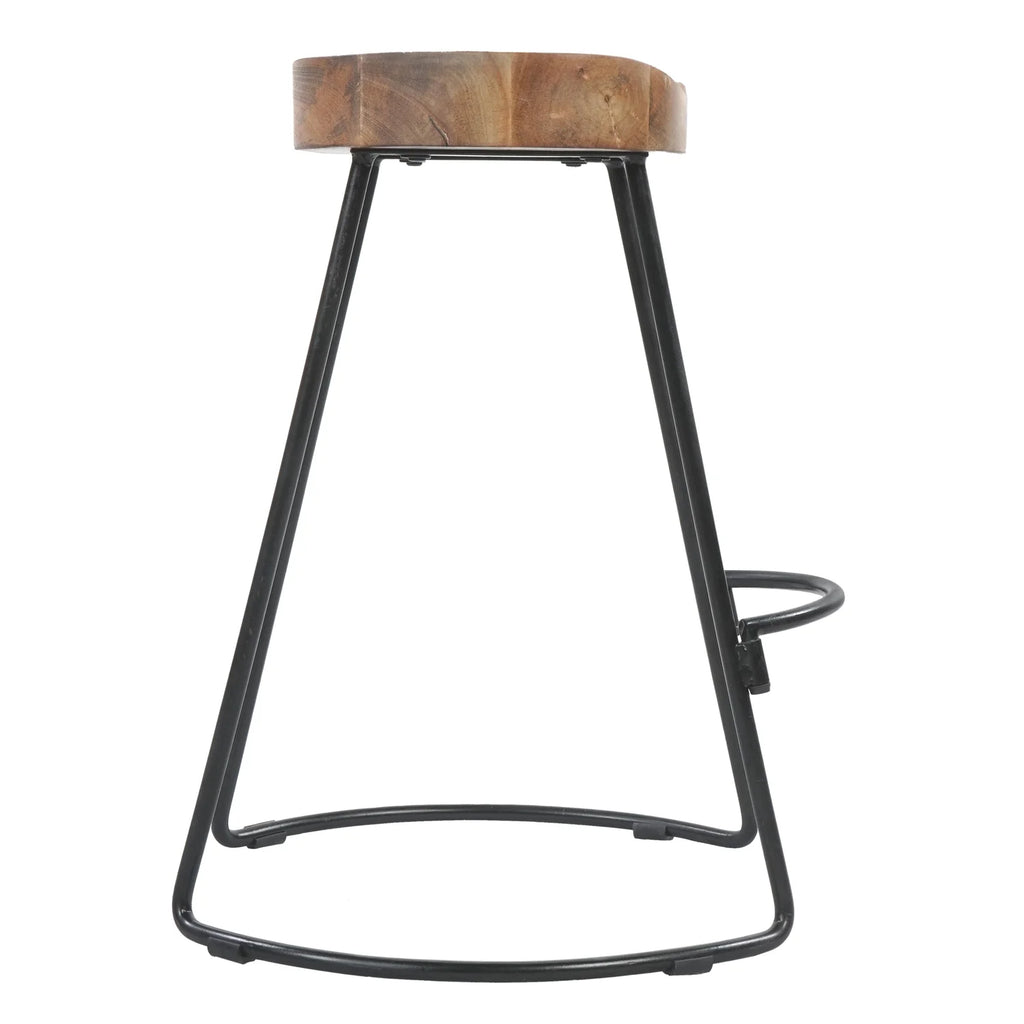 24 Inch Natural Brown Mango Wood Backless Barstool M395260