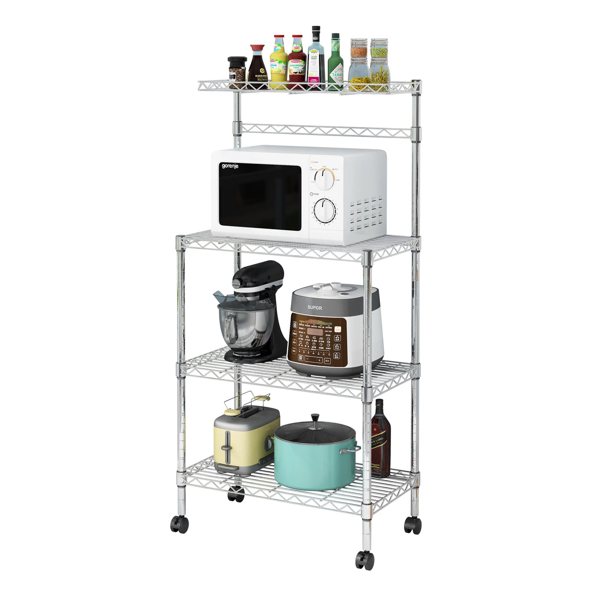 4-Tier Rolling Kitchen Baker's Rack with Storage Shelves X62925