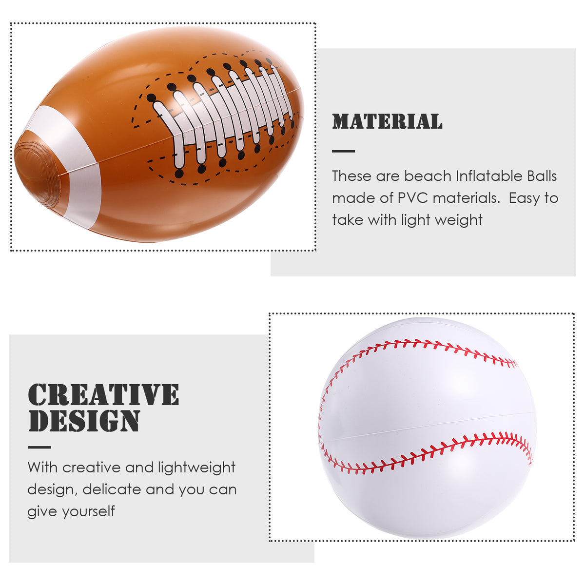 6 Pcs Inflatable Baseball PVC Toys for Toddlers J8542