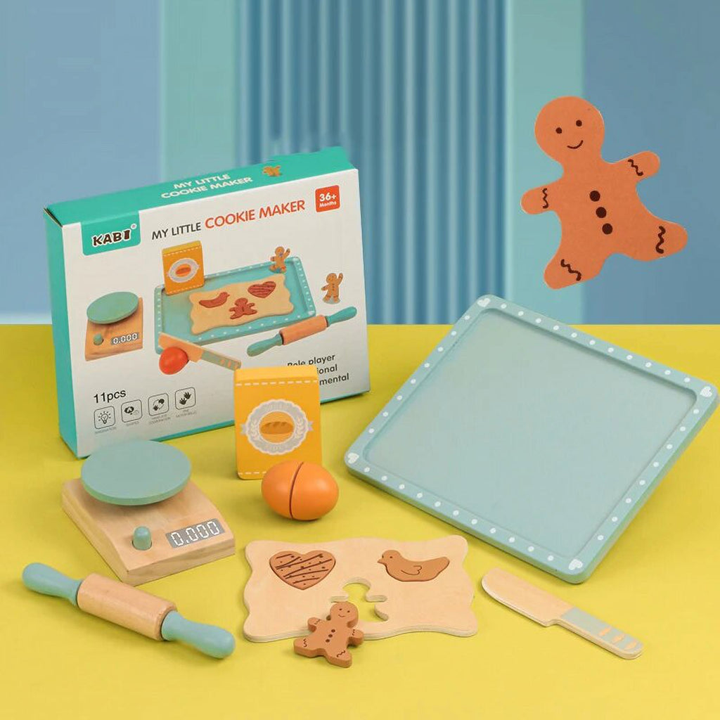 Wooden Pretend Play Kitchen Baking Tools Toys Dough Sets Accessories Toddler Sensory Game L54508