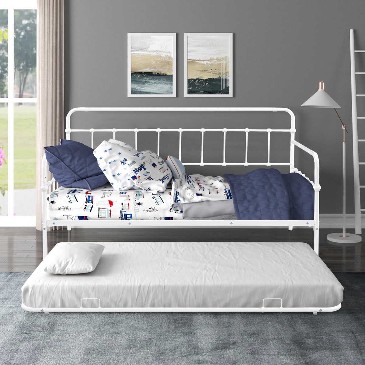 Metal Frame Daybed with Trundle K988