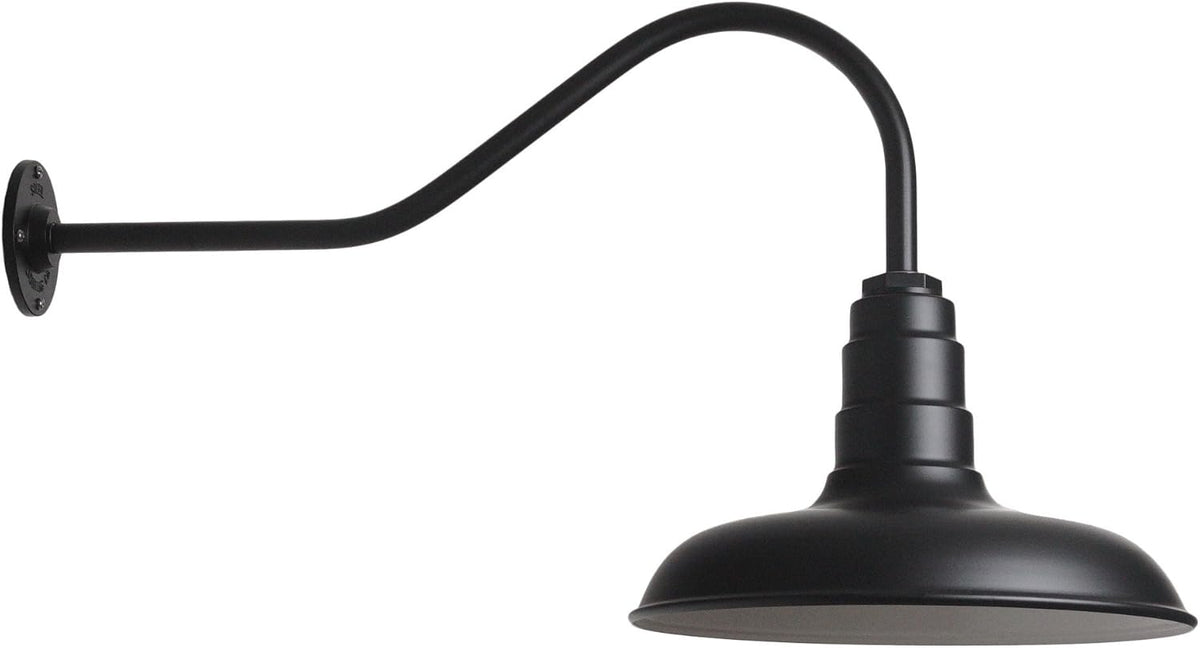 Gooseneck Barn Light with Steel Dome, 16 Gooseneck, Black D268398