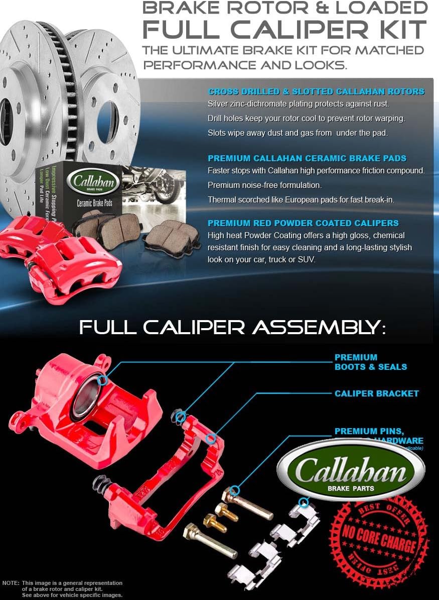 Powder Coated Red Calipers Rotors Ceramic Pads Performance Kit V582