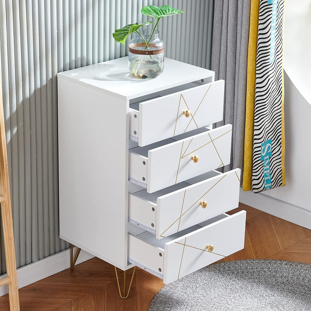 White 4 Drawer Wood Chest of Drawer I5973