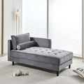 Gray Velvet Chaise Lounge Chair with Tufted Cushion M7407