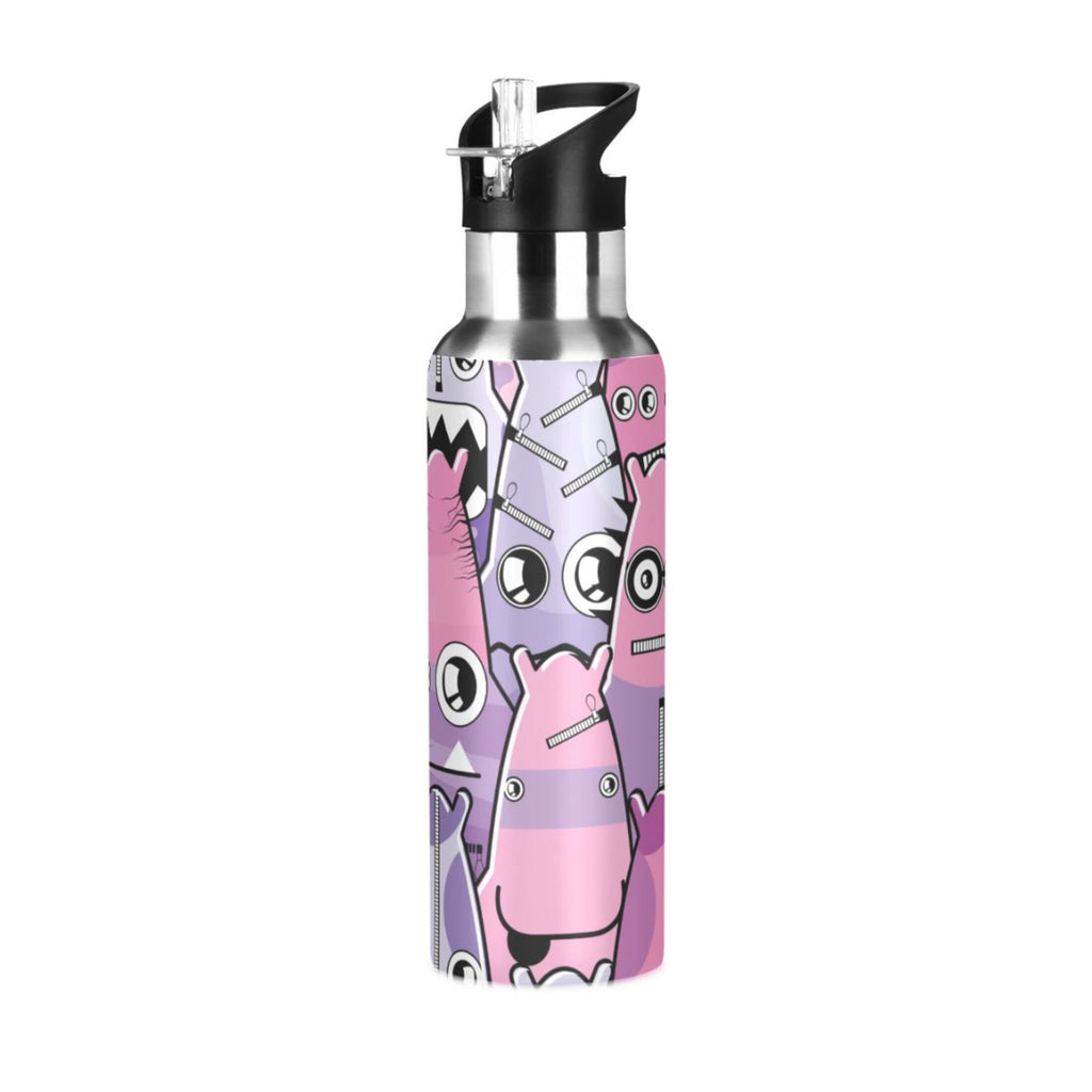 Stainless Steel Insulated Thermos Vacuum Flask Water Bottle with Straw Lid Q4462