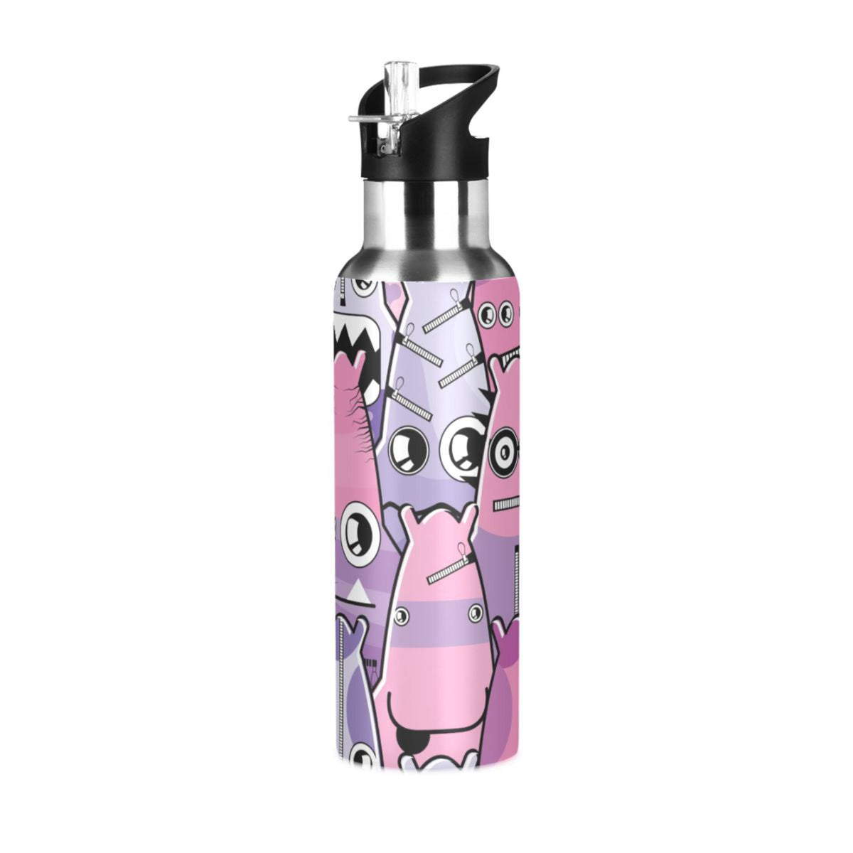 Stainless Steel Insulated Thermos Vacuum Flask Water Bottle with Straw Lid Q4462