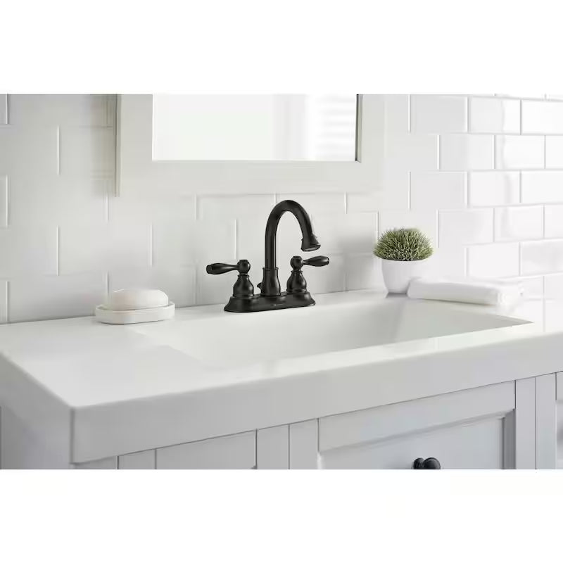 2-Handle High-Arc Bathroom Faucet in Matte Black D81978
