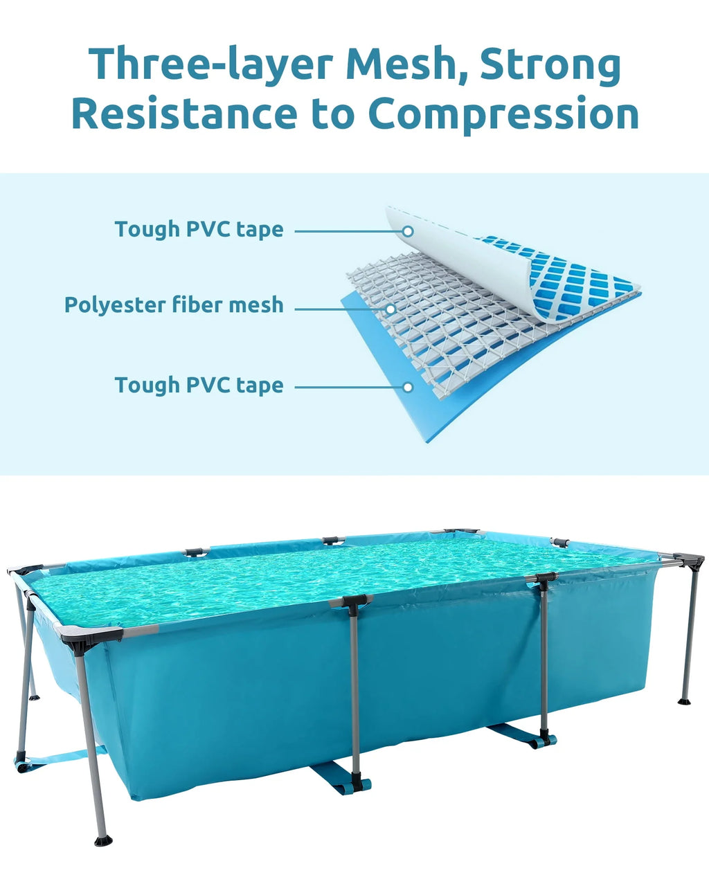 10 ft Above Ground Rectangular Frame Swimming Pool V3929
