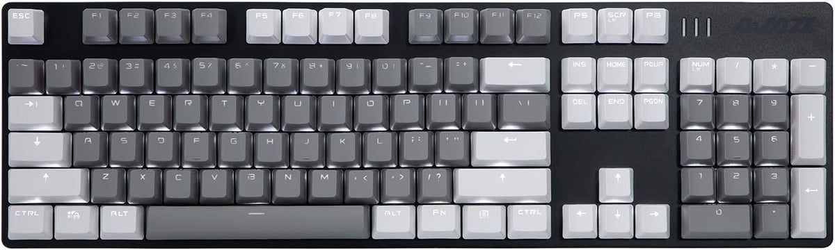 AK50 Mechanical Gaming Keyboard - PBT Keycaps - Grey-White - White Backlit - Blue Switches - Black W44391