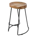 24 Inch Natural Brown Mango Wood Backless Barstool M395260