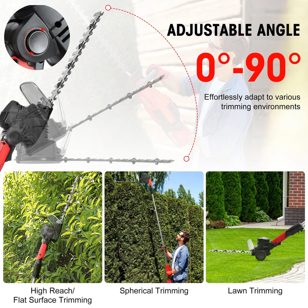 4-in-1 Telescoping Pole Hedge Trimmer Grass Shear Shrub Trimmer with 2.0 Ah Battery, 12V Red K3189