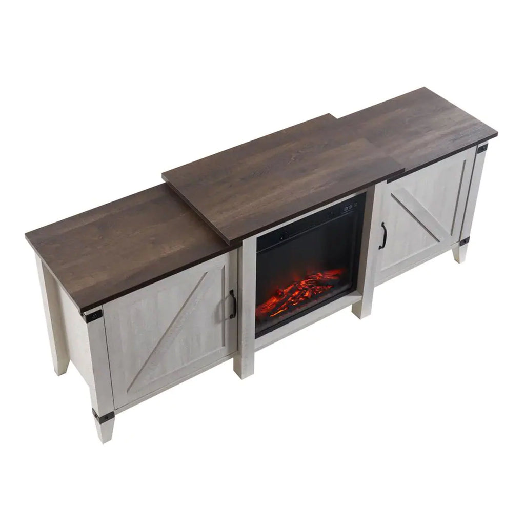 Grey Freestanding Wooden Electric Fireplace TV Stand Console K77350
