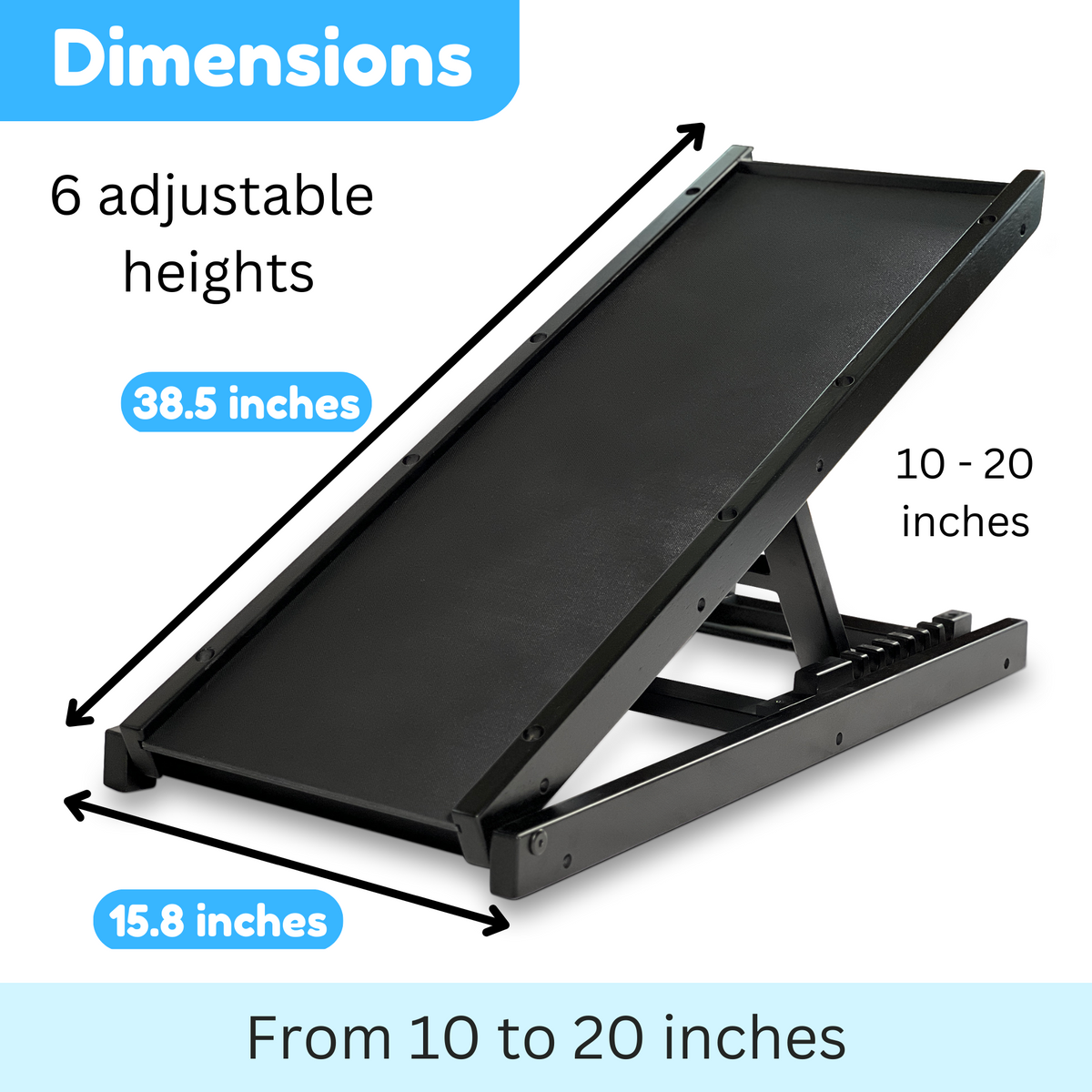Adjustable 10" to 20" Anti Slip Pet Ramp for Couch S703