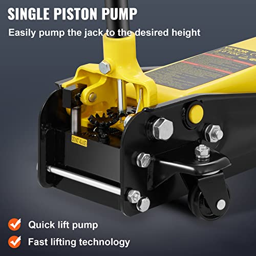 3 Ton Low Profile Steel Floor Jack with Quick Lift Pump, 5.12"-20" Lifting Range R505