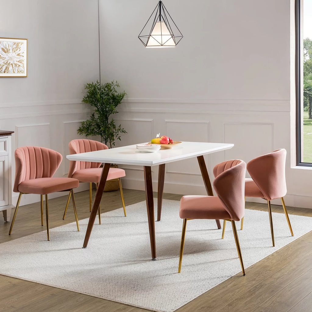 Pink Velvet Upholstered Accent Chair with Gold Metal Legs U794264