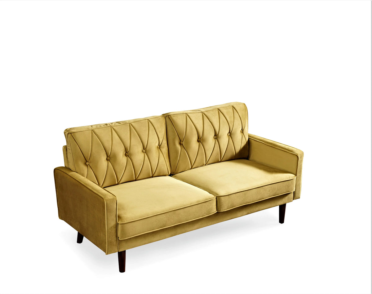 Yellow Velvet Square Arm Sofa E841